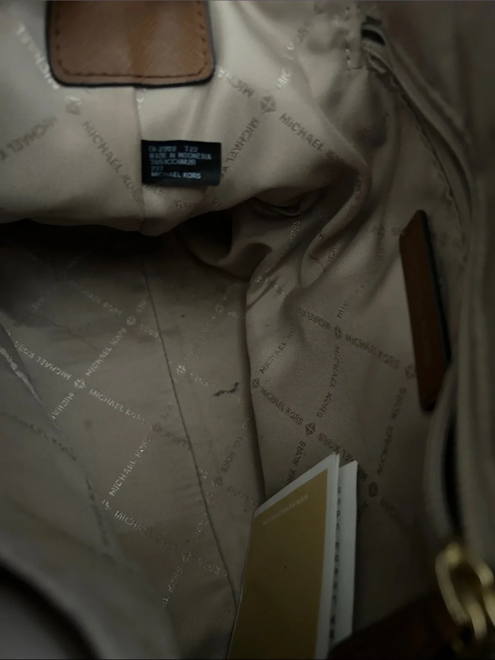 Michael Kors Ciara Brown and black Signature Logo Satchel with Gold Hardware